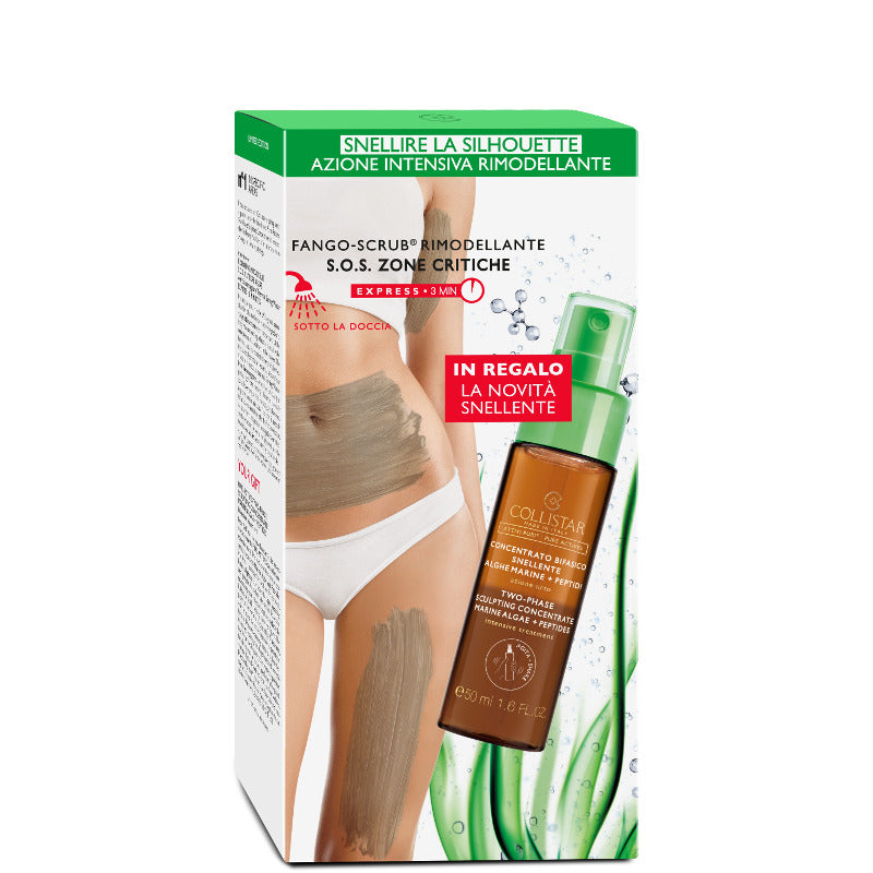 Fango Scrub Rimodellante SOS Zone Critiche + Attivi Puri Concentrato Bifasico Snellente 250 GR Fango + 50 ML Bifasico