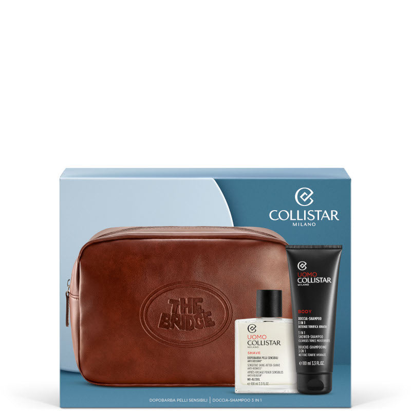 Dopobarba Pelli Sensibili Anti Rossore - Uomo Confezione THE BRIDGE 100 ML Dopobarba Pelli Sensibili + 100 ML Doccia-Shampoo 3in1+ Travel-BAG THE BRIDGE