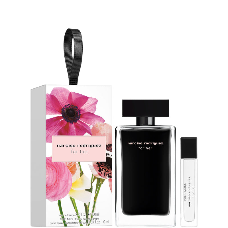 Narciso Rodriguez For Her EDT Confezione 100 ML for her Eau de Toilette + 10 ML for her PURE MUSC eau de parfum purse spray