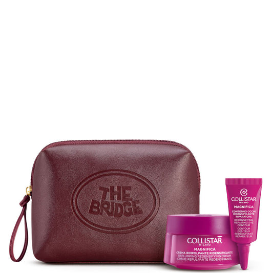 Magnifica Crema Viso Rimpolpante Ridensificante Confezione THE BRIDGE 50 ML Crema Viso Giorno + 5 ML Contorno Occhi + Beauty Bag The Bridge