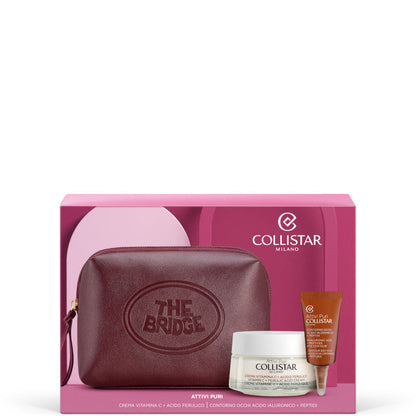 Attivi Puri Crema Vitamina C + Acido Ferulico Illuminante Antiossidante Confezione THE BRIDGE 50 ML Crema Viso Giorno + 5 ML Contorno Occhi + Beauty Bag The Bridge