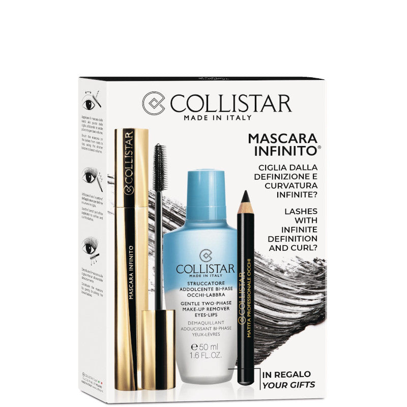 Mascara Infinito Confezione Mascara Nero + mini matita occhi nera + 50 ML Struccante Bi-fasico