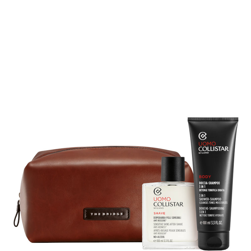 Dopobarba Pelli Sensibili + The Bridge 100 ML Lozione Dopobarba + 100 ML Doccia Shampoo + travel-bag THE BRIDGE