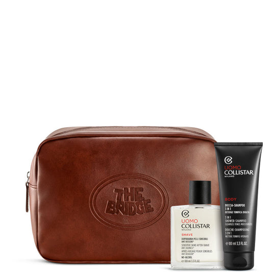 Dopobarba Pelli Sensibili Anti Rossore - Uomo Confezione THE BRIDGE 100 ML Dopobarba Pelli Sensibili + 100 ML Doccia-Shampoo 3in1+ Travel-BAG THE BRIDGE