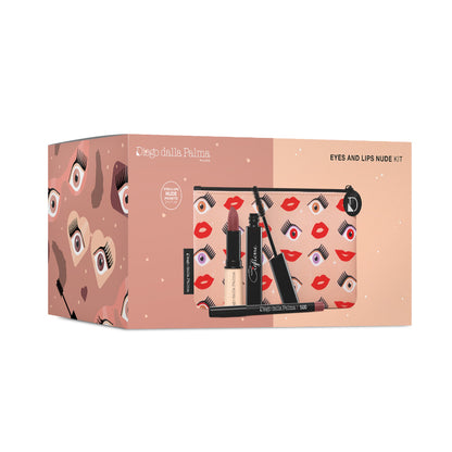 Eyes And Lips Nude Kit Mascara Ciglione n. 111 Nero + Mini Matita Labbra n. 500 + Rossetto Lucido Semitrasparente 271 + Nude pochette