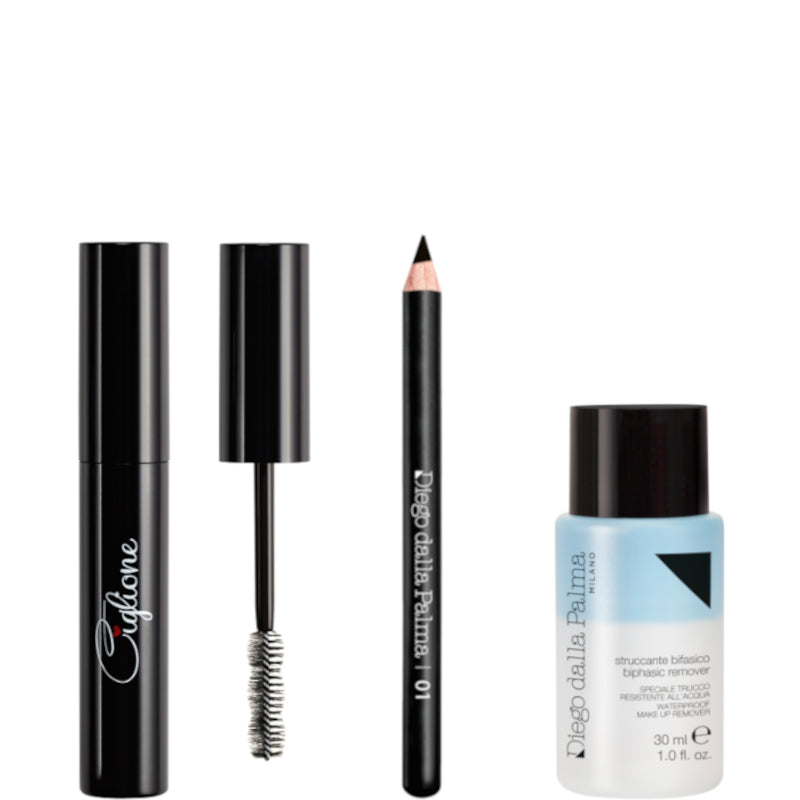 Mascara Ciglione Eyes Kit Mascara Ciglione Black + Matita Occhi N. 01 Black + 30 ML Struccante Bifasico