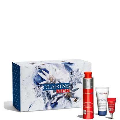 Gel Energisant - Clarins Men Confezione 50 ML Gel Viso + 3 ML Gel Contorno Occhi + 30 ML Detergente Viso + Beauty Clarins