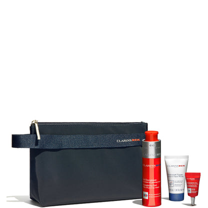 Gel Energisant - Clarins Men Confezione 50 ML Gel Viso + 3 ML Gel Contorno Occhi + 30 ML Detergente Viso + Beauty Clarins