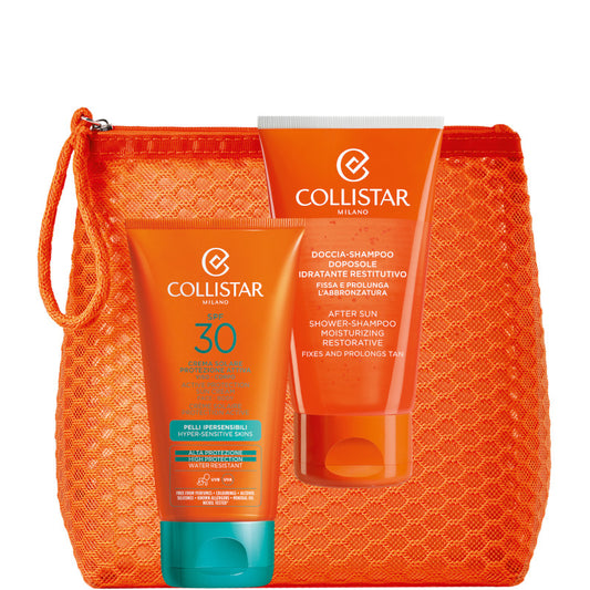 Crema Solare Protezione Attiva SPF 30 Pelli Ipersensibili + Doccia Shampoo Doposole + Pochette NEW 2021 150 ML Crema Solare SPF 30 + 150 ML Doccia Shampoo + Pochette