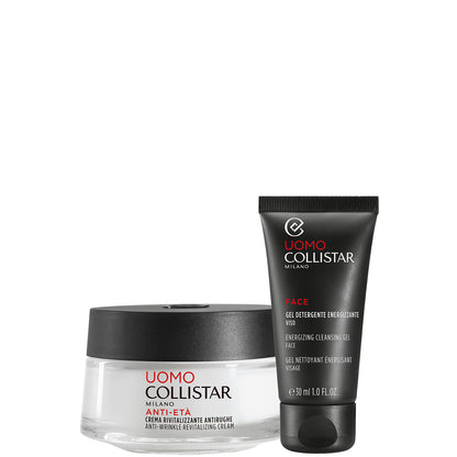 Anti-Età Crema Rivitalizzante Antirughe + Gel Detergente Energizzante Viso - Uomo