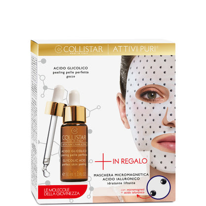 Attivi Puri Acido Glicolico Peeling pelle perfetta + Maschera Ialuronico 30 ML Acido Glicolico + 1 Maschera Ialuronico