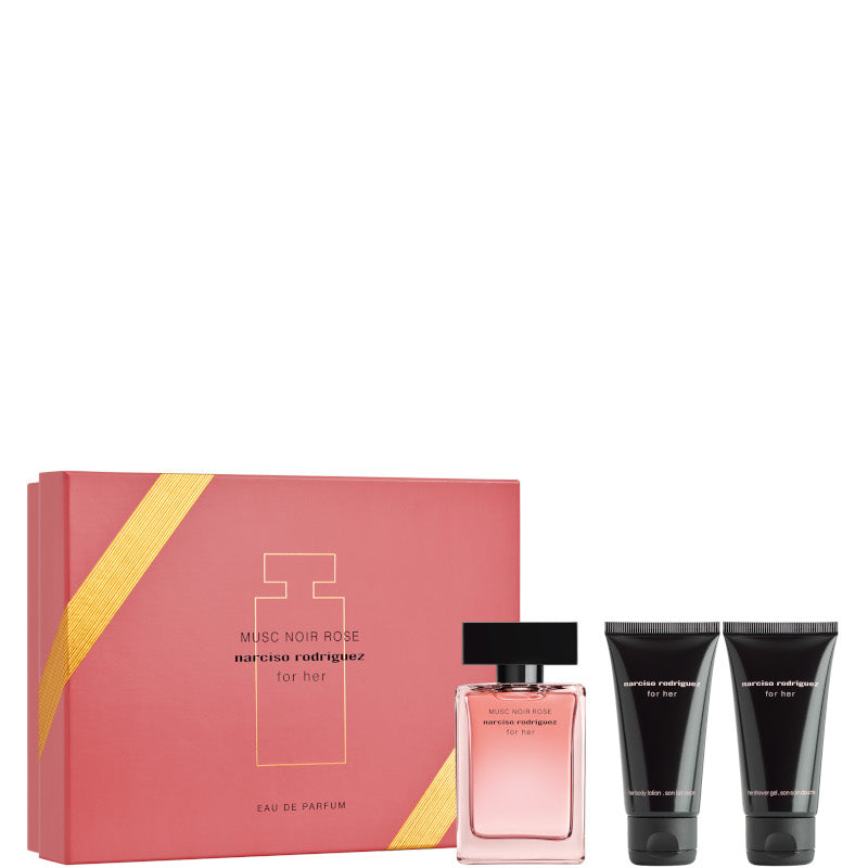 Narciso Rodriguez For Her MUSC NOIR ROSE Confezione 50 ML Eau de Parfum + 50 ML Body Lotion + 50 ML Shower Gel