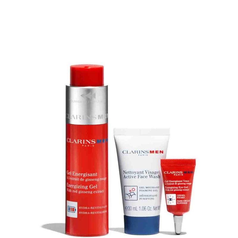 Gel Energisant - Clarins Men Cofanetto 50 ML Gel Viso + 30 ML Detergente Viso + 3 ML Gel Contorno Occhi