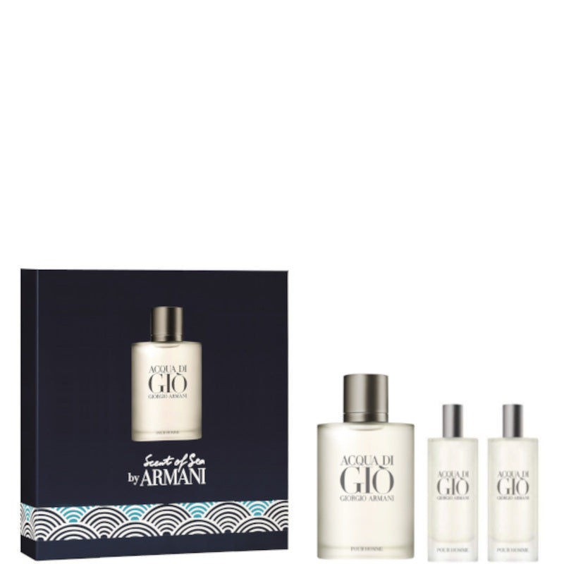 Acqua Di Gio' Pour Homme Confezione 100 ML Eau de Toilette + 2 x 15 ML Eau de Toilette