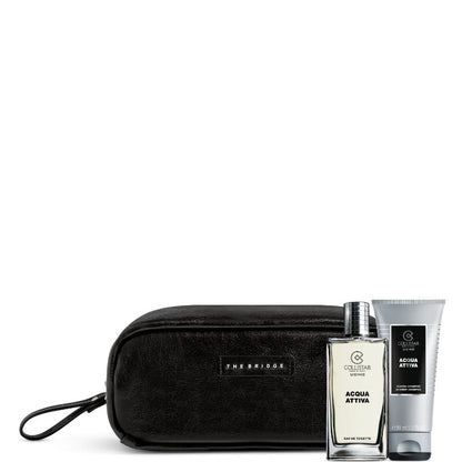 Acqua Attiva + The Bridge Acqua Attiva Edt 50 ml + Doccia-Shampoo 50 ml + Travel Bag uomo The Bridge nera