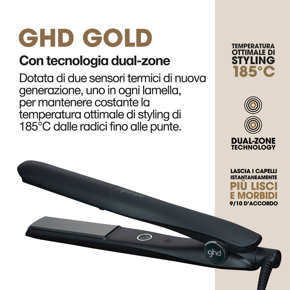ghd gold - piastra per capelli professionale nera