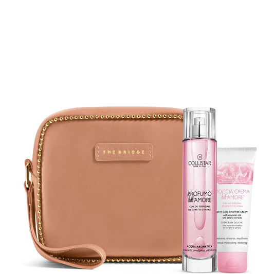 Profumo Dell'Amore + The Bridge Profumo dell'Amore 100 ml + Doccia Carezza dell'Amore 50 ml + Pochette grande The Bridge rosa/cipria