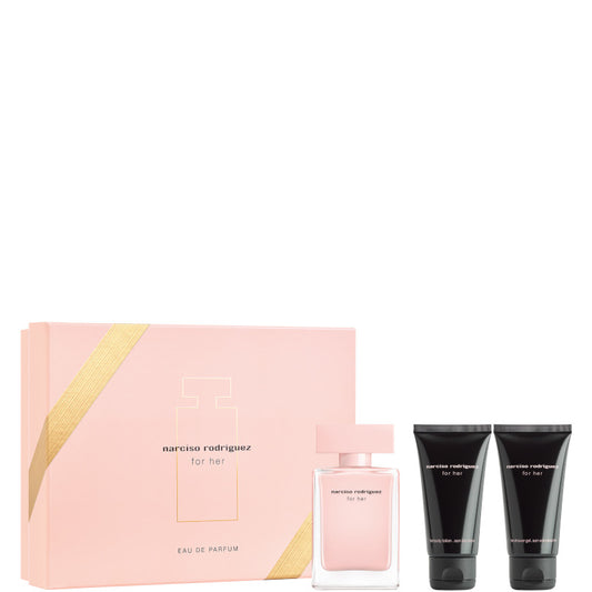 Narciso Rodriguez For Her EDP Confezione 50 ML Eau de Parfum + 50 ML Body Lotion + 50 ML Shower Gel