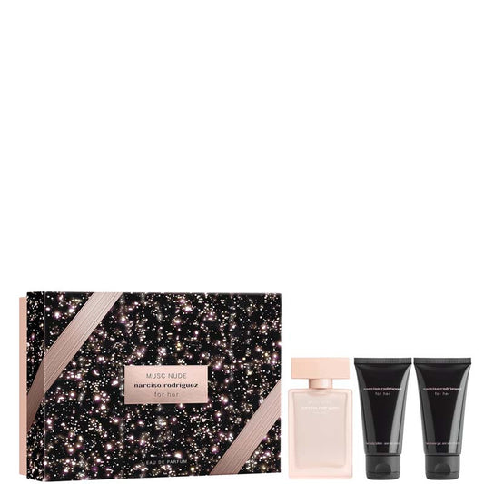 Narciso Rodriguez For Her MUSC NUDE Cofanetto 50 ML Eau de Parfum + 50 ML Body Lotion + 50 ML Shower Gel