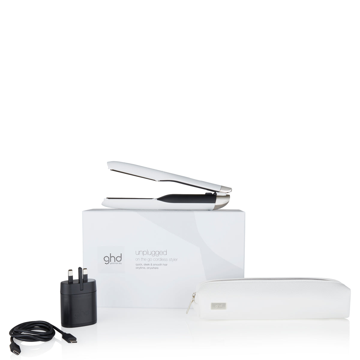 ghd Unplugged - piastra per capelli senza fili bianca