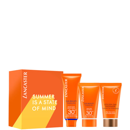 Sun Beauty - Velvet Cream Face SPF 30 - Travel Kit VISO + CORPO + DOPOSOLE 50 ML Sun Beauty - Velvet Cream Face SPF 30 + 50 ML Sun Beauty Velvet Milk SPF 30 + 50 ML Golden Tan Maximizer After Sun Lotion