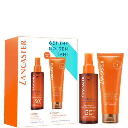 Sun Beauty Satin Dry Oil SPF50 + Golden Tan Maximizer After Sun Lotion 150 ML Satin Dry Oil SPF50 + 125 ML After Sun Lotion