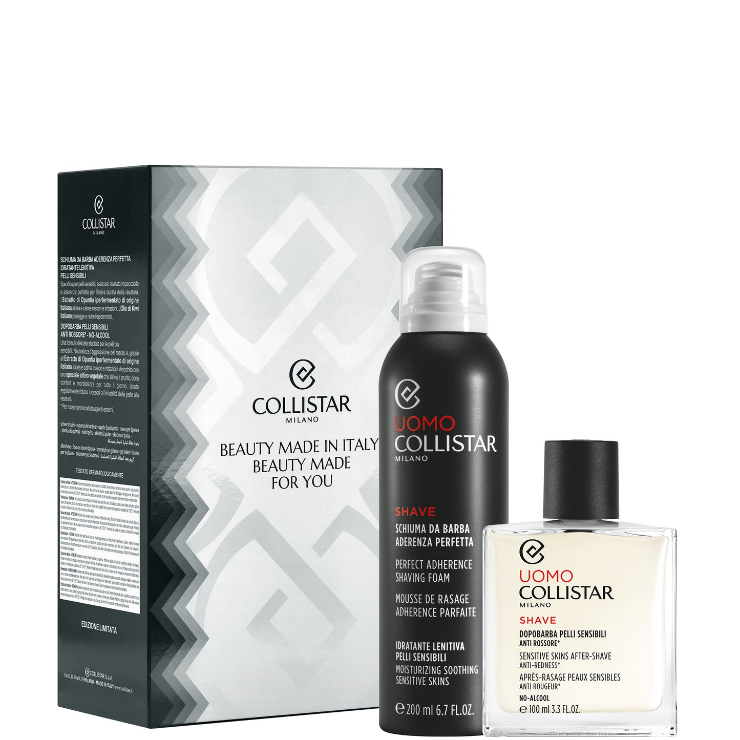 Schiuma da Barba Aderenza Perfetta + Dopobarba Pelli Sensibili - Uomo